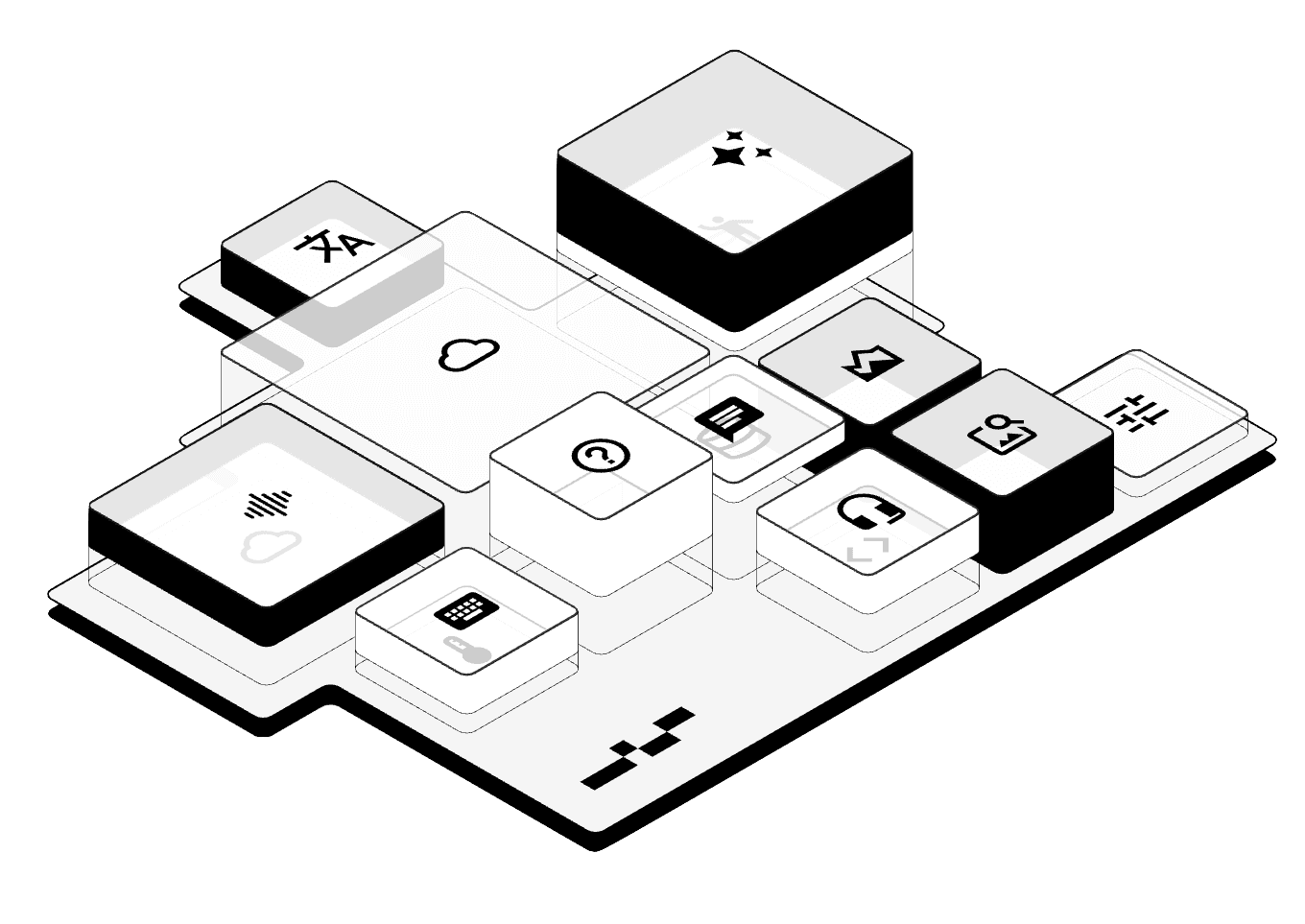 Abstract illustration of layered workflow structure